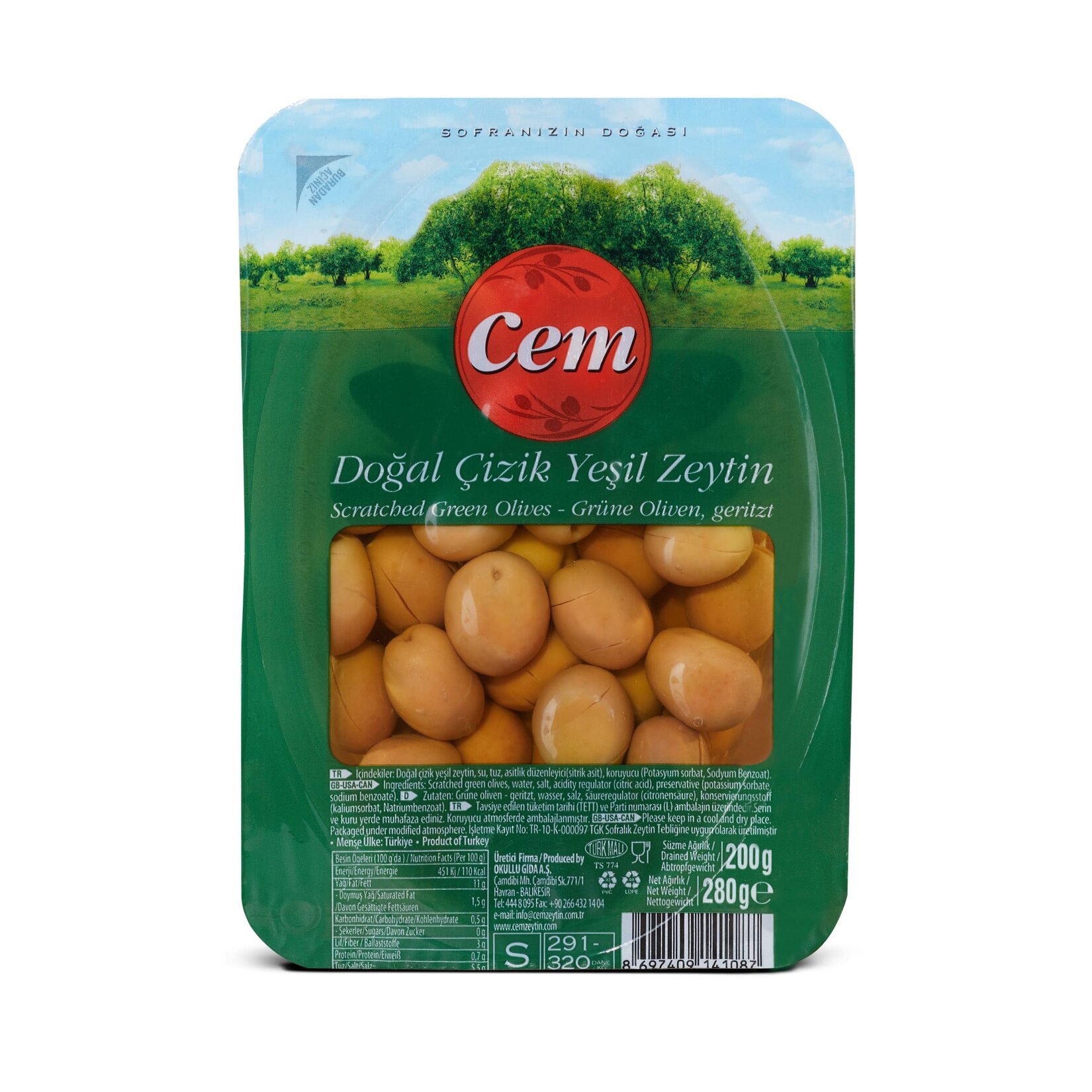 Cem Çizik Yeşil Zeytin 291-320 Vakum 200 G