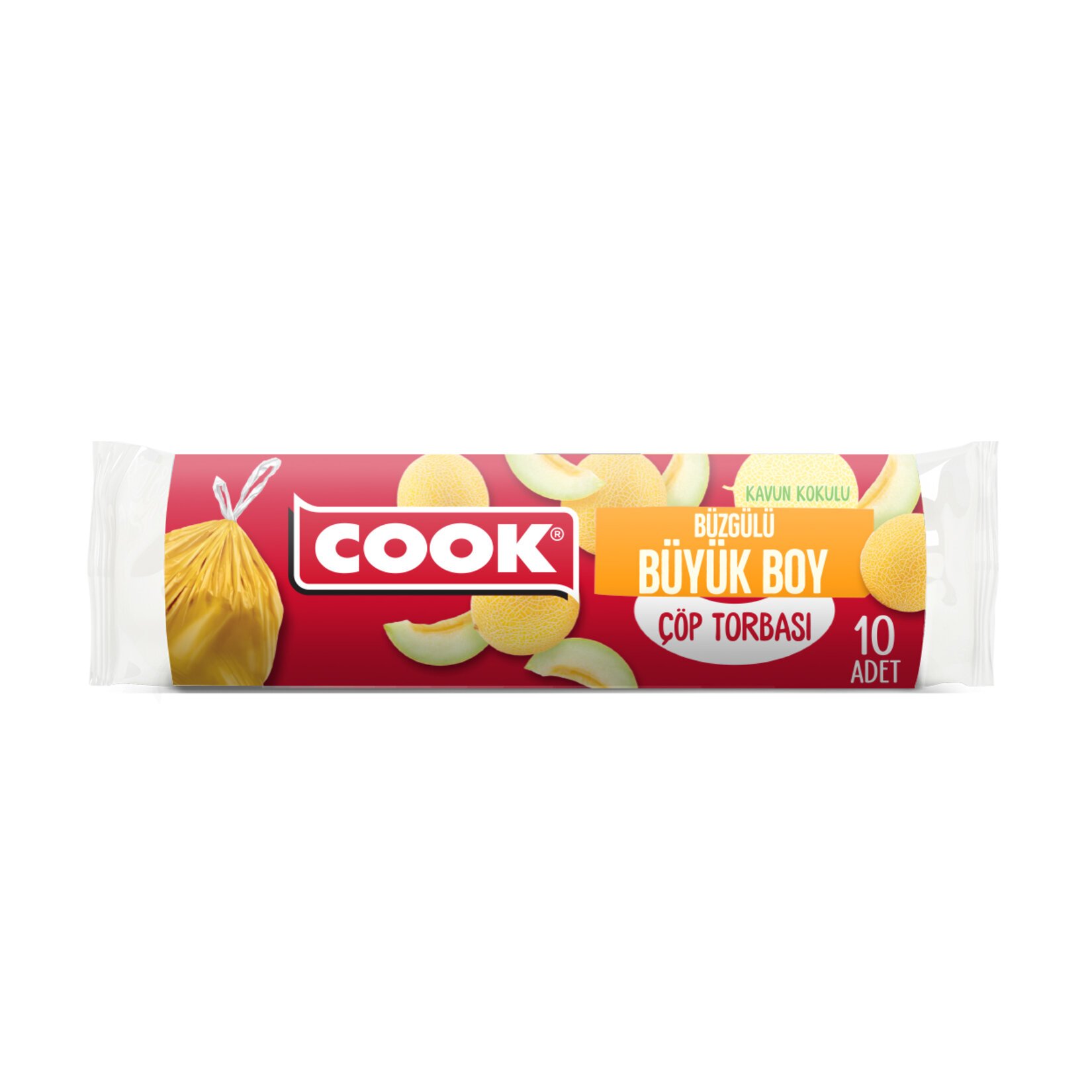 Cook Büzgülü Çöp Torbası Büyük Boy Kavun Kokulu 10'Lu