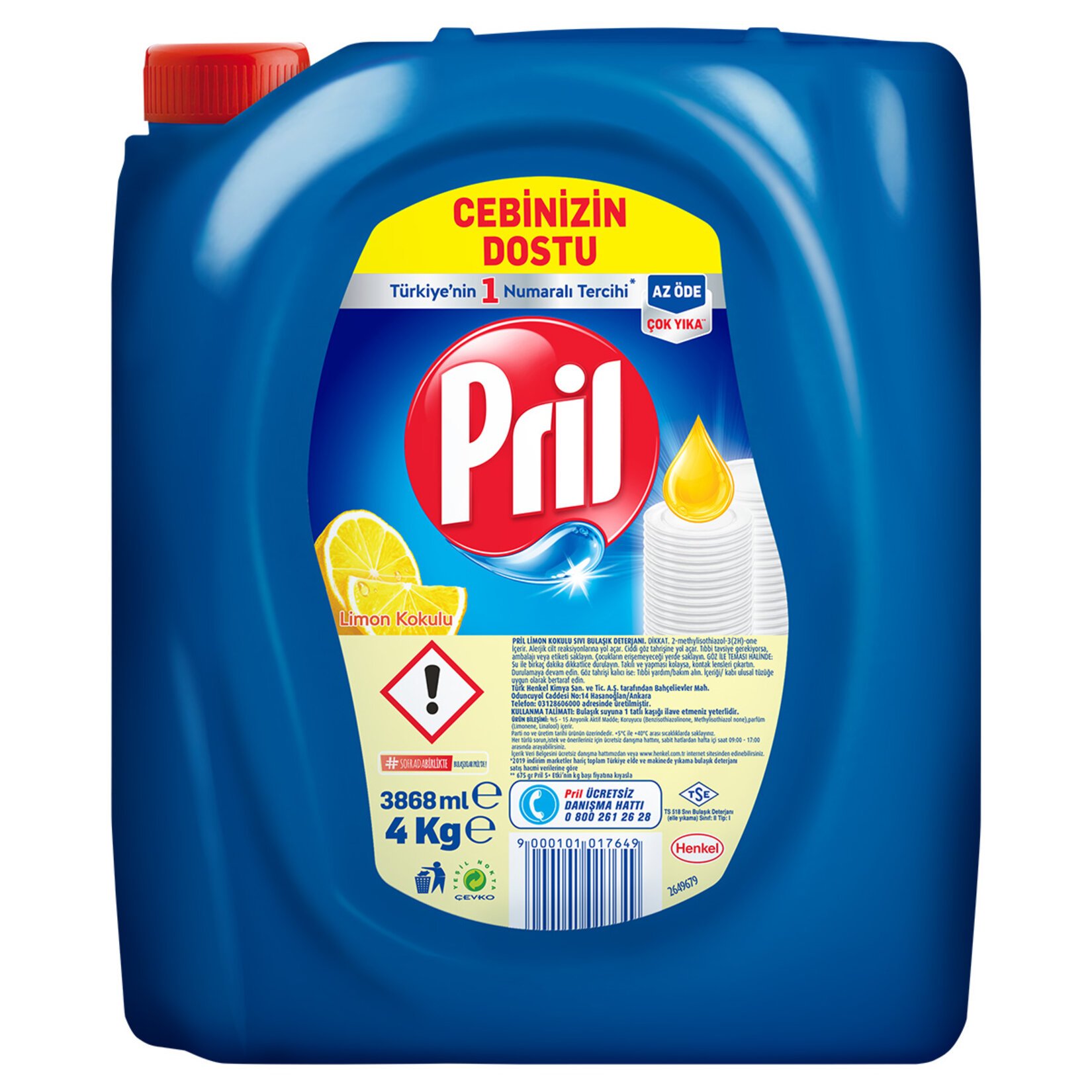 Pril Sıvı Bulaşık Deterjanı Limon 4 Lt